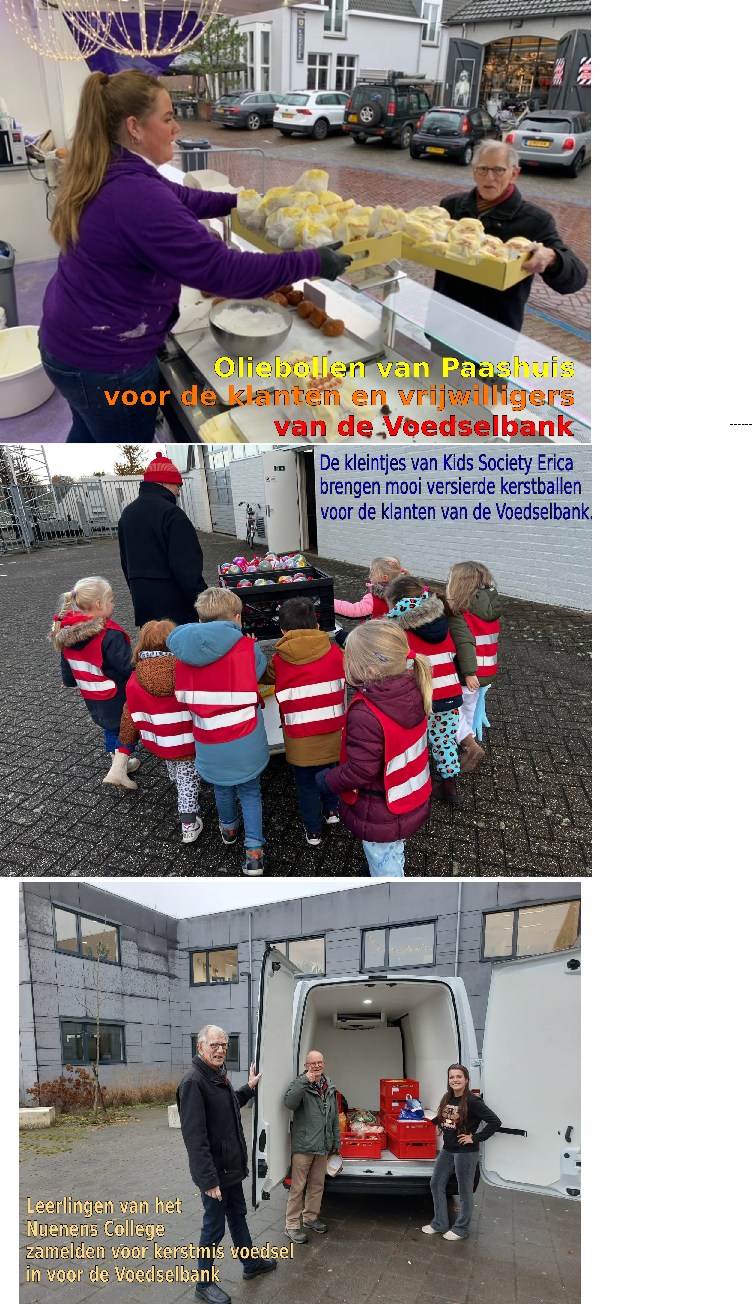 Oliebollen voor vrijwilligers, Nuenen College en Kids Society Erica in de weer voor de Voedselbank