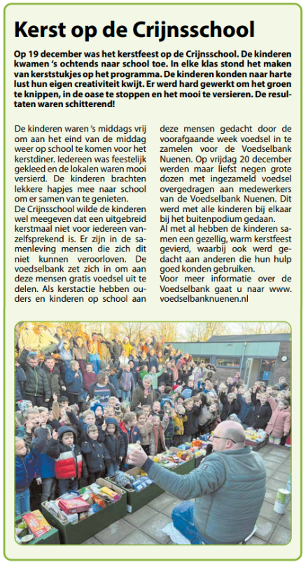 Crijnsschool helpt de Voedselbank !