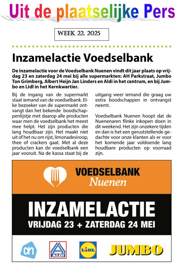 Inzamelactie in mei !