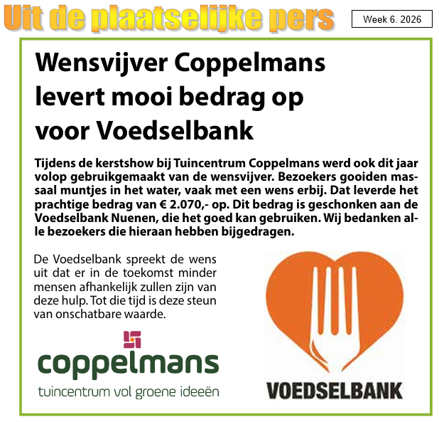 wensvijver Coppelmans helpt de Voedselbank